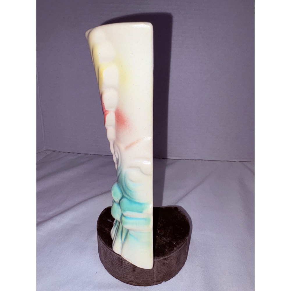 Mortonā Pottery wall pocket Airbrushed Pastel Floral Decorative PotteryVintage - Picture 4 of 9